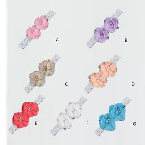 Ivory Pink floral Easter headband bow birthday hair photoshoot flower peach